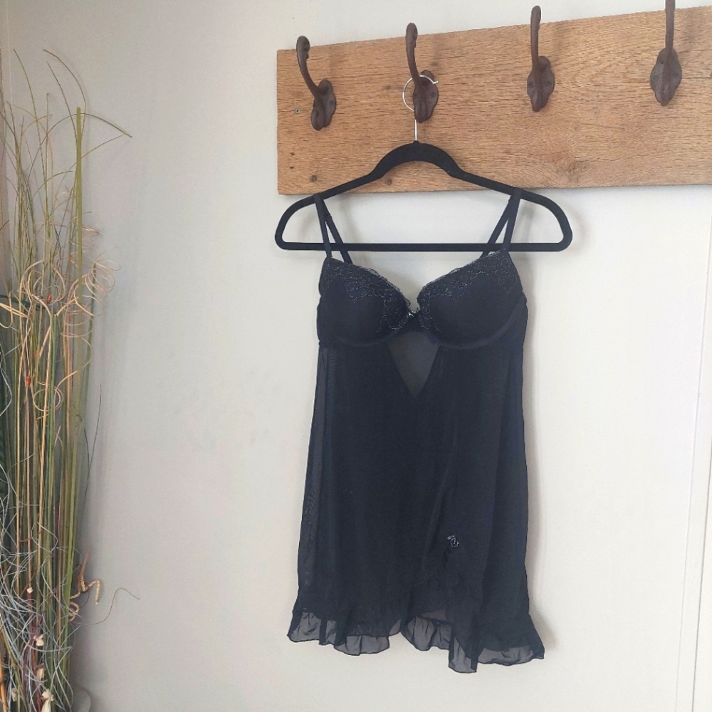 Black Lingerie (babydoll dress) With matching garter belt clasp/holder.